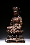 A LARGE PARCEL-GILT BRONZE FIGURE OF AVALOKITESVARA