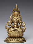 A GILT-BRONZE AND PAINTED FIGURE BODHISATTVA