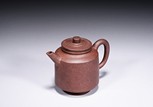 A YIXING ZISHA PURPLE CLAY CYLINDRICAL TEAPOT