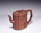 JI YISHUN: A YIXING ZISHA PURPLE CLAY 'BAMBOO' TEAPOT