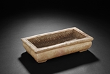 A MARBLE CARVED NARCISSUS TRAY