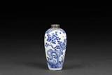 A BLUE AND WHITE SMALL VASE 'FLOWERS'
