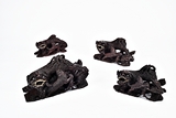 A GROUP OF FOUR WOOD CARVED QILIN