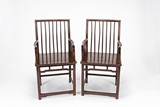 A PAIR OF MING STYLE HARDWOOD ARMCHAIRS