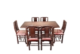 A SET OF SEVEN CHINESE HARDWOOD DINING TABLE AND CHAIRS