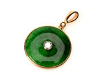 A JADEITE AND DIAMOND GOLD EAR PENDANT
