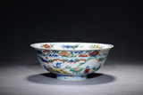 A FAMILLE-VERTE BLUE AND WHITE 'EIGHT IMMORTAL' BOWL