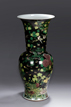 A LARGE FAMILLE ROSE BLACK GROUND 'FLOWERS BIRDS' VASE