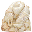 A WHITE JADE CARVED 'FIGURES LANDSCAPE' BOULDER W/ SKIN