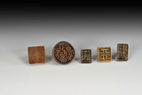 A SET OF FIVE ANTIQUE BRONZE STAMP SEALS