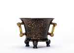 A BRONZE GILT-SPLASHED CENSER