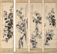 A SET OF FOUR CHINESE INK PAINTINGS OF FLOWERS