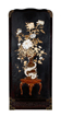 A MOTHER-OF-PEARL 'DRAGON VASE' APPLIQUE LACQUER HANGING PANEL