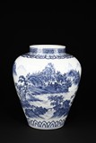 A BLUE AND WHITE 'LANDSCAPE' JAR