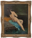 A FRAMED NUDE OIL PAINTING