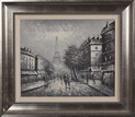 A FRAMED OIL PAINTING OF PARIS SCENERY