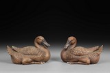 A PAIR OF ZISHA STONEWARE DUCKS
