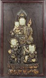 A WOOD FRAME JADE-INLAID HANGING PANEL