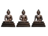 THREE BRONZE STATUES OF BODHISATTVA