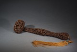 AN AGARWOOD CARVED 'CHILONG' RUYI SCEPTER