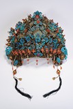 A RARE KINGFISHER BLUE FILIGREE HEADDRESS