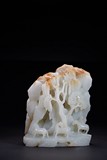 A WHITE JADE 'BO LE AND HORSES' MOUNTAIN BOULDER