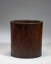 A ZITAN CARVED 'POEM' BRUSHPOT