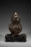 A BRONZE 'GRAPE VINE' DOUBLE GOURD CENSER