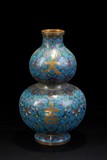 A GILT-BRONZE CLOISONNE ENAMEL DOUBLE GOURD