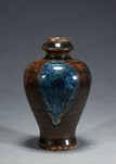 A BROWN AND ROBIN EGG GLAZED VASE