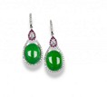 A PAIR OF TRANSLUCENT JADEITE JADE DIAMOND EARRINGS