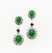 BRIGHT APPLE GREEN JADEITE JADE DIAMOND EARING