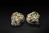 A PAIR OF CLOISONNE ENAMEL 'PEACH' BOXES 