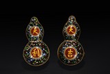 A PAIR OF CLOISONNE ENAMEL DOUBLE GOURD BOXES