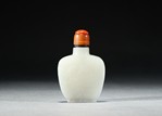 A WHITE JADE 'MANDARIN DUCKS' SNUFF BOTTLE