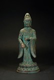 A BRONZE STANDING FIGURE OF GUANYIN