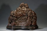 AN AGARWOOD CARVED MOUNTAIN BOULDER