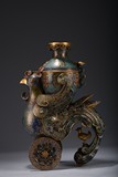 A CLOISONNE ENAMEL ‘WHEELED’ PHOENIX-SHAPED VASE