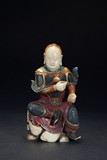 A SHOUSHAN STONE COLOR PAINTED GENERAL FIGURE