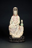 A SHOUSHAN FIGURE OF GUANYIN AND CHILD