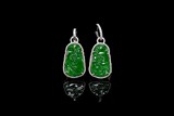 A PAIR OF JADEITE AND DIAMOND EAR PENDANTS
