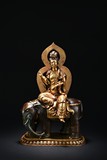 A GILT-BRONZE SAMANTABHADRA ATOP AN ELEPHANT TIBET