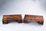 A PAIR OF RECTANGULAR HARDWOOD STANDS