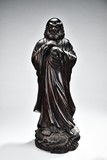 A LARGE ZITAN CARVED FIGURE OF BODHIDHARMA