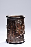 A BAMBOO 'EIGHT HORSES' BRUSH POT