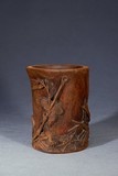 AN AGARWOOD CARVED ''EAGLE' BRUSH POT