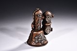 A BRONZE SILVER VAJRA, VAJRA BELL, AND CASE