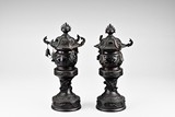 TWO JAPANESE PAVILION BRONZE CENSERS