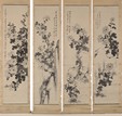 A SET OF FOUR CHINESE INK PAINTINGS OF FLOWERS