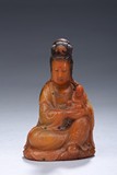 A SOAPSTONE CARVED FIGURE OF GUANYIN